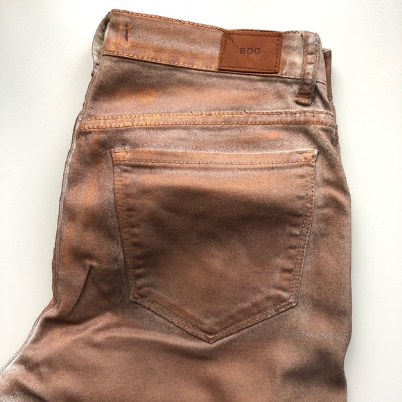 Discounted shipping! BDG copper metallic foil ankle jeans - Picture 2 of 9